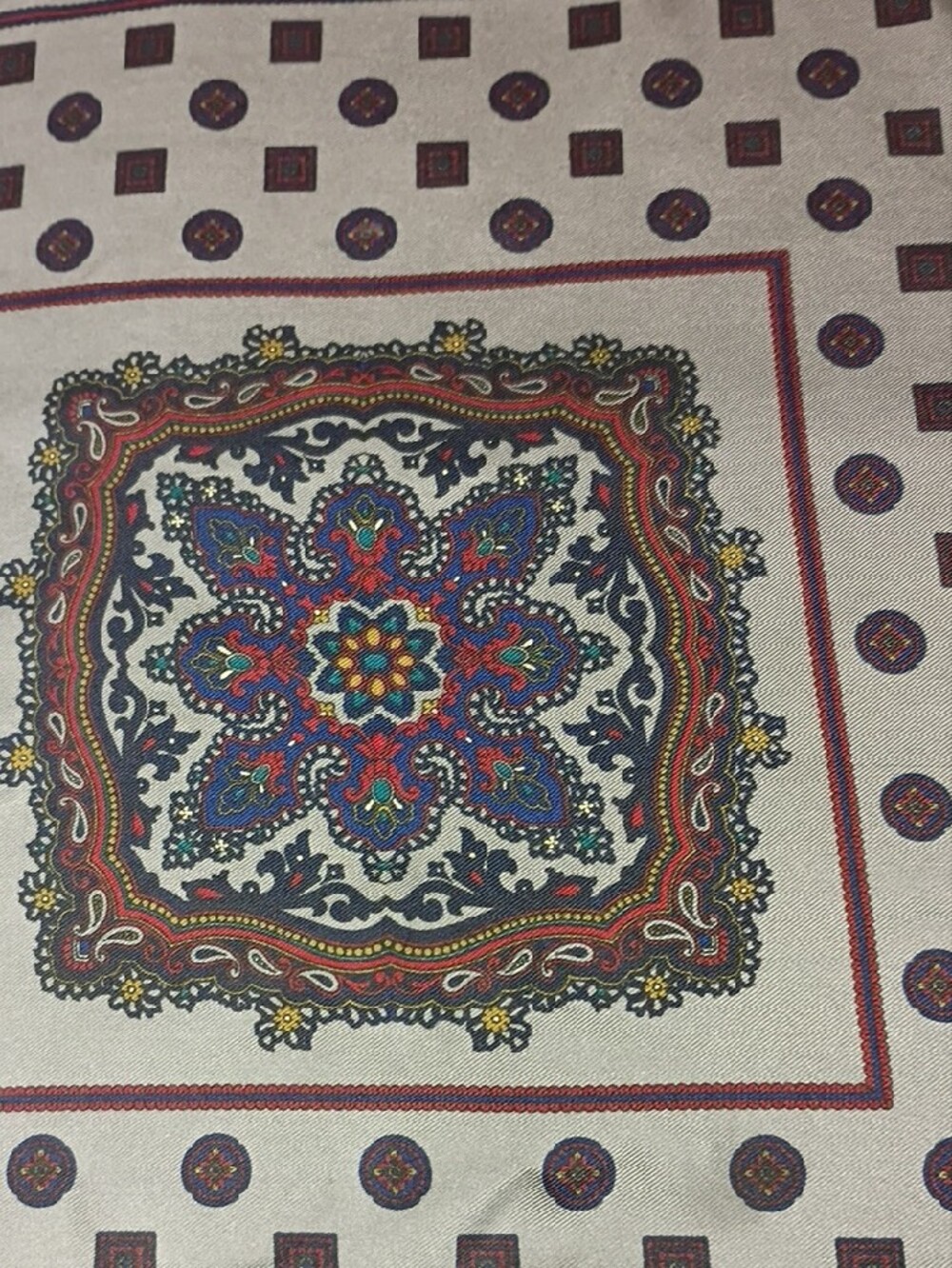 ❤️Mens DUNHILL ITALY Navy Gray Pocket Square Bandana Luxurious Silk Scarf